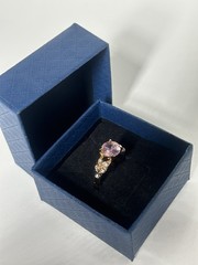 Vintage Pink Cubic Zirconia Ring Gold Plated Womens Size 5