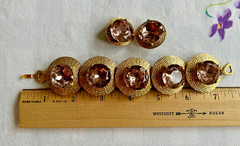 Vintage rhinestone bracelet purple/Lavender Matching Earrings unsigned