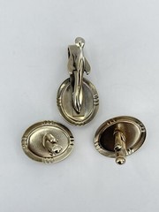 vintage cufflinks and tie clip set oval rhinestone in a diamond shaped setting