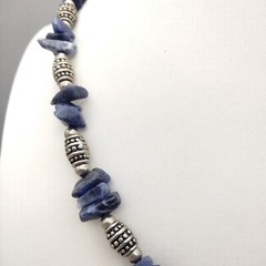 Sodalite Blue Genuine Stone Bead Necklace 18″ Vintage Estate Boho Chic Healing