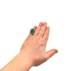 7.2g Antique Vintage Deco 925 Sterling Silver Marcasite Green Onyx Ring S 4.75