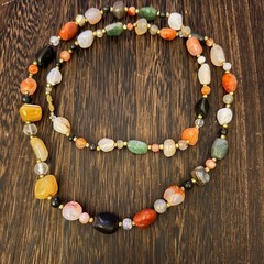 Natural Stone Nugget Necklace Womens OS Multicolor Vintage Boho Agate