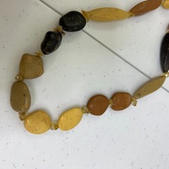 Roxsann Necklace Beaded Brown Beige Ethnic Boho Tribal Chunky Vintage 80s
