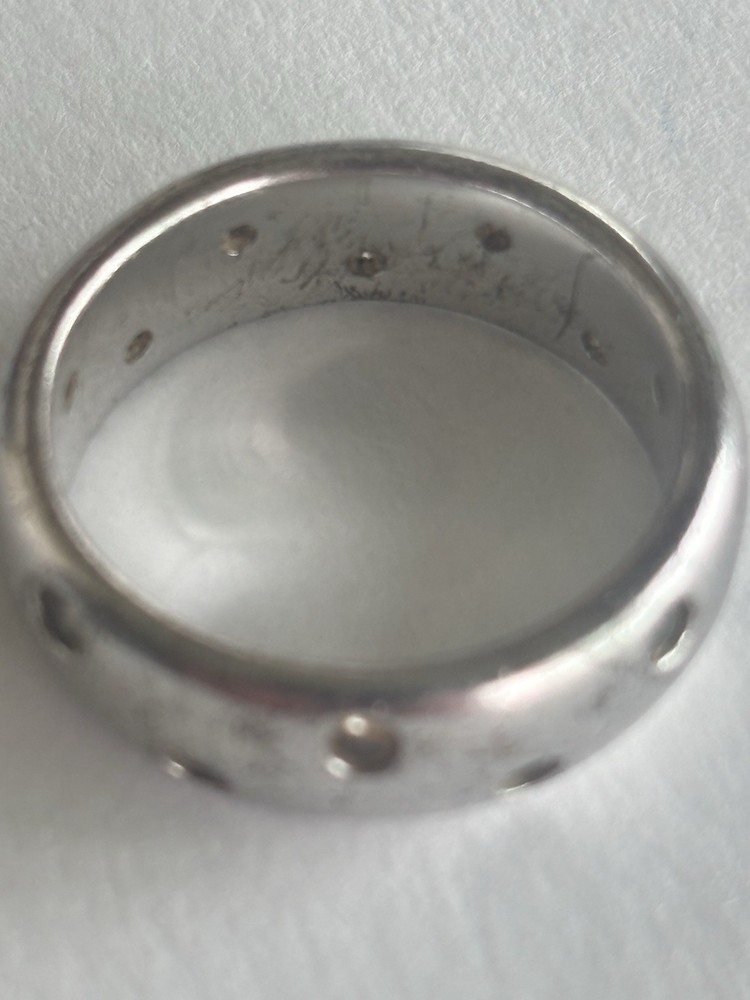 Vintage SW 925 CZ Sterling Silver Band Ring Flush Set CZ Size 10.5 11 Unisex