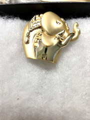 Vtg AJC gold tone Mama Baby Elephant filigree Pin