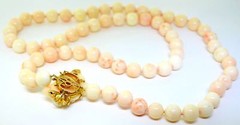 Genuine Natural Vintage Coral and 14K Gold necklace, 33in.