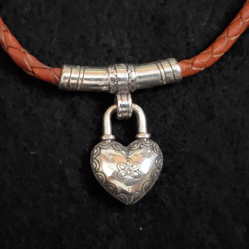 Brighton Puffed Heart Necklace Silver Tone 16-18″