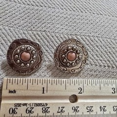 Vintage Pink Cabochon Round Statement Earrings Bold Western Post Studs Y2K