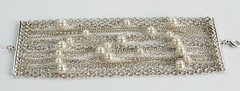 White Faux Pearl Silver-Tone Multi Strand Chain Bracelet 6.75 In Lobster Clasp