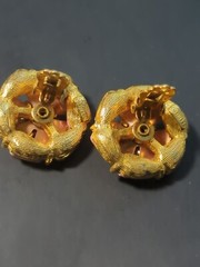 Vintage Selro Selini Pink Clip On Earrings Rhinestone Flowers Designer Summer