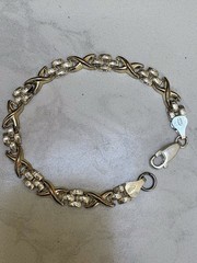 Vintage 925 Sterling Italy Link X Bracelet 7 Inches