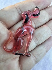 Vintage Pink/Red/Black Plastic Cartoon Hound Dog Brooch Retro Style Foxhound Pin