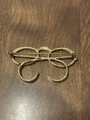 ⭐️ Vintage Gold Tone Rhinestone Eyeglasses Spectacles Glasses Brooch