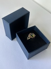 Vintage Green Cubic Zirconia Ring Gold Plated Womens Size 8