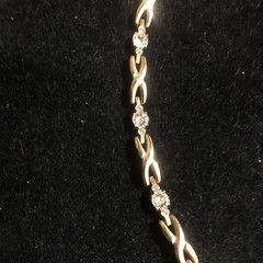 Ann Klein Rose Gold Tone Rhinestones Chain Bracelet 7 1/2”