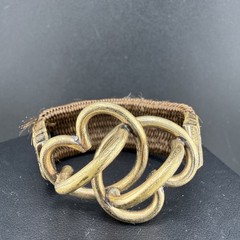Vintage Victorian Mourning Bracelet Hair Band Woven Gold Tone 5.5”