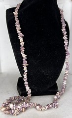 Long Strand Necklace -Natural Garnet Beads Agate -32 in