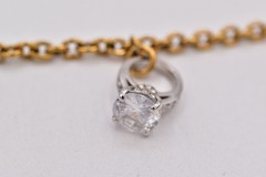 Juicy Couture Vintage Y2K Engagement Ring Charm Bracelet Gold Crystal BinBR