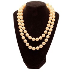 Vintage Danecraft Faux Glass Pearl Necklace Removable Shell Pendant 36 In Signed