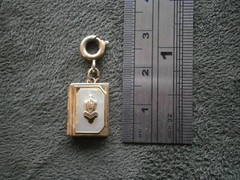 High School Book Opening Goldtone MOP Locket Pendant Charm 2.0g ~ Engraved MJG