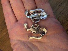 Joseph Mazer Crown Clip On Earrings Clear Rhinestones Rhodium Plated Jomaz