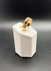 Vintage LS Louis Stern Gold Tone Ring Sz 9.75 Multicolor Rhinestones