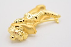 Danecraft Vintage Alligator Pin Brooch Brushed Gold Golfing Crocodile NOS BinA11