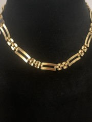 Monet 16 Inch Choker Multiple Gold Tone Links Necklace Fold Over Clasp Closure