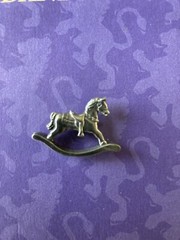 Danforth Pewter Rocking Horse lapel pin 24K gold plated pewter VT, USA 1”x.5”