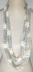 3 Crochet Beaded NECKLACES Bold BOHO Colorful Blue Pink White 30″ 38″ 38″