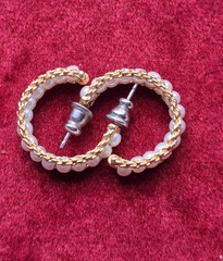 Vtg Napier Woven Gold Plated Faux Pearl Choker Necklace and Matching Earrings