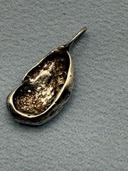 Vintage Sterling Silver Diamond Cut Oyster Abalone Shell Pendant Charm 2.2g