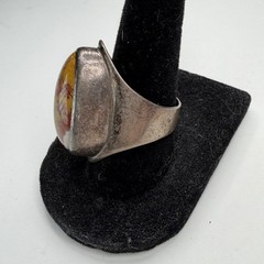Vintage Sterling Silver Poppy Jasper Statement Ring Sz 7.25 16g Southwestern