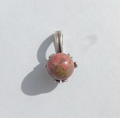 Vintage Pendant natural jasper stone Sterling Silver 925 test Women Jewelry