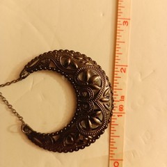 Filigree HalfMoon Crescent Dangle Hoop Earring Gypsy Boho Tribe Celestial Pierce