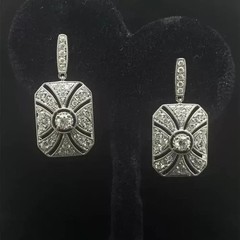 Art Deco Style Round Lab Created Diamond 925 Silver Women’s Engagement Earrings