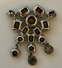 Vintage Jewelry Brooch Lot 6pc Signed AJC Silver Tone Rhinestone AB Wreath Pin