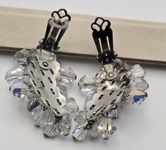 Vintage 1950s Aurora Borealis Crystal Cluster Clip-On Earrings