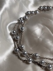 Vintage Signed Carol Lee Faux Pearl Headed Layered Necklace Choker