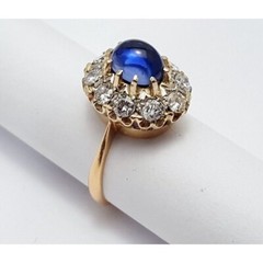 Vintage 14K Karat Solid Two Tone Multi Color Gold Sapphire & Diamond Ring