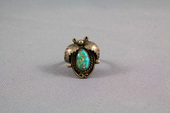 Old Pawn Vintage Navajo Sterling Silver Ring – Beautiful Turquoise Stone – Sz 7