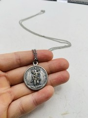Vintage Saint Anthony Pray For Us St Christopher Protect Us 24” Necklace