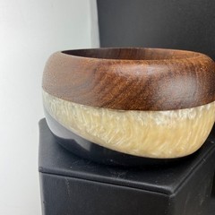 Vintage Bangle Bracelet Wood Acrylic Chunky Laminated 8.5”