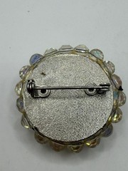 VINTAGE Iridescent Aurora Borealis Crystal Domed Round Cluster Brooch Pin