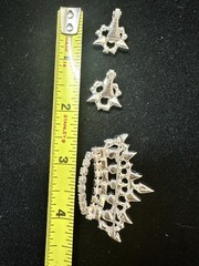 VINTAGE B.DAVID QUEEN MOTHER BROOCH AND EARRINGS