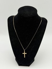 14K Yellow GOLD 2.4g Necklace Double Flat Serpentine Chain 10k Gold Cross 18”