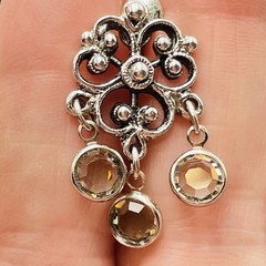 Filigree Dangle Drop Double Clover Chandelier Clip/Screw Hinged Backs Earrings