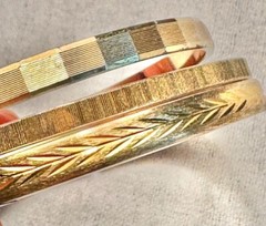 2 MONET Signed bracelets gold tone metal bangle 1 12k GF Marathon hinged TX311