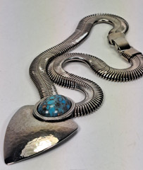 Modern 1980s Faux Turquoise Statement Necklace