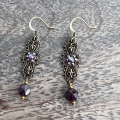 Elegant Victorian Style Purple Jewel Dangle Drop Fancy Earrings